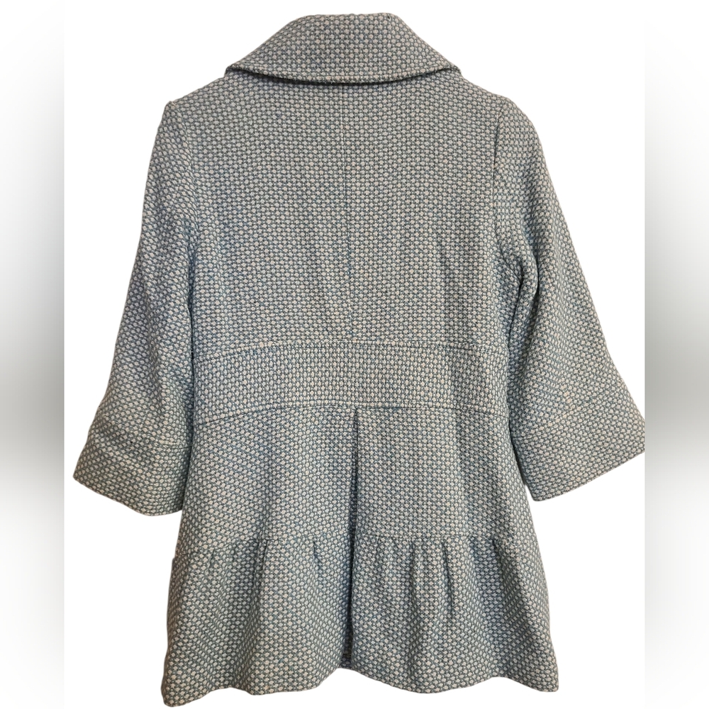 Tulette Dress Coat Tweed Blue And Cream Girls Size M - Picture 3 of 10
